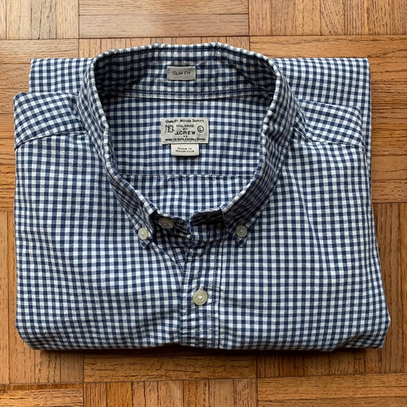 J. Crew Other - J. Crew Slim Fit Men's Blue White Gingham Shirt, L